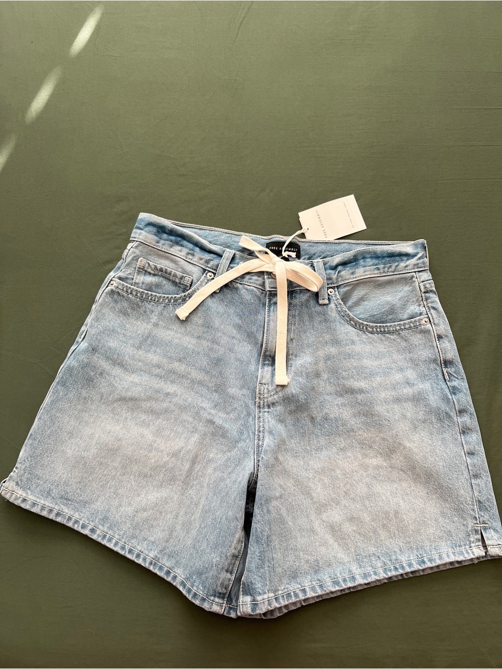 Light Blue Denim Drawstring Women's Shorts Size 10